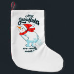 Calcetín Navideño Pequeño Engañando a Snowman cómo se hacen realmente las co<br><div class="desc">Este divertido diseño de muñeco de nieve hará cosquillas en tu hueso divertido y calentará tu corazón con una visión única de la ciencia detrás de la formación de copos de nieve. Llevando a algunas revelaciones eólicas sobre copos de nieve</div>