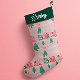 Calcetín Navideño Pequeño Entrega personalizada de árbol de navidad de tren 