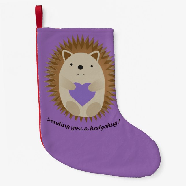 Calcetín Navideño Pequeño Enviándote un Hedgehug Hedgehog (Anverso)