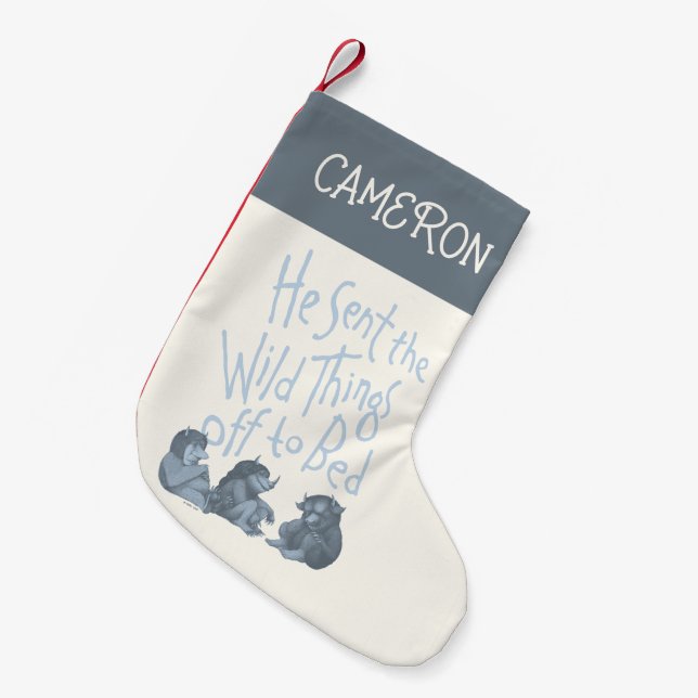 Calcetín Navideño Pequeño Envió las cosas salvajes a la cama | Añadir su nom (Frente (Colgado))