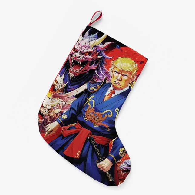 Calcetín Navideño Pequeño Epic Trump Samurai Anime (Frente (Colgado))