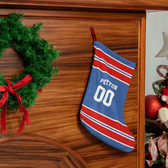 Calcetín Navideño Pequeño Equipo de fútbol azul, rojo y blanco real personal (Subido por el creador)