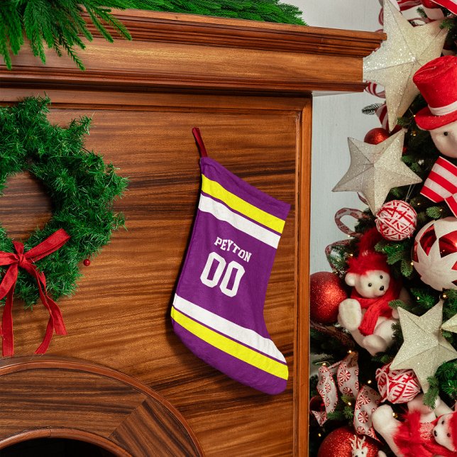 Calcetín Navideño Pequeño Equipo de fútbol morado, dorado y blanco personali (Subido por el creador)