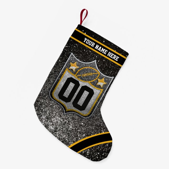 Calcetín Navideño Pequeño Equipo USA Sports Black and Gold Pittsburgh (Frente (Colgado))