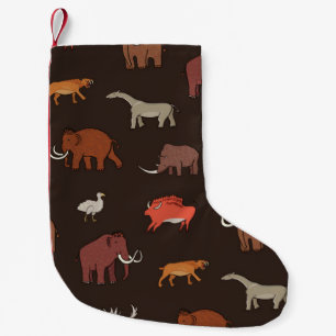 Calcetín Navideño Pequeño Era Mammoth: Patrón Temático Prehistórico.