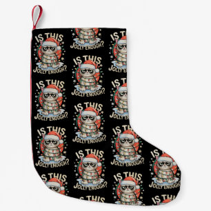 Calcetín Navideño Pequeño Es esto lo suficientemente divertido Gato divertid