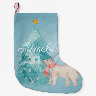 Calcetín Navideño Pequeño Escena forestal personalizada