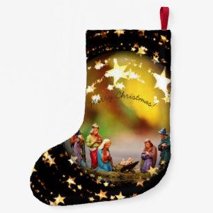 Calcetín Navideño Pequeño Escena Jesús de la natividad en navidad estrellad