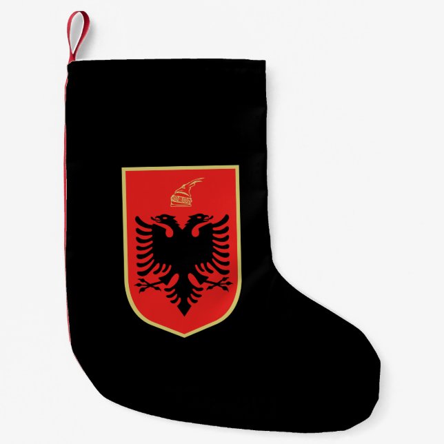 Calcetín Navideño Pequeño Escudo de armas de Albania (Anverso)