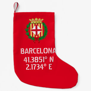 Calcetín Navideño Pequeño Escudo de Armas Latitud Longitud de Barcelona