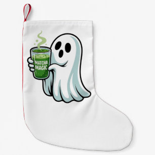 Calcetín Navideño Pequeño Espeluznante Fantasma Bebiendo Matcha