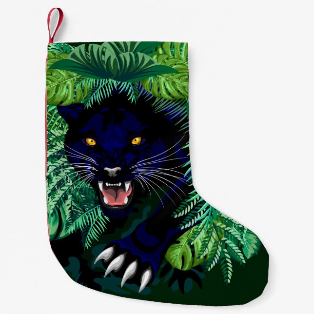 Calcetín Navideño Pequeño Espíritu de pantera negra de la jungla (Anverso)
