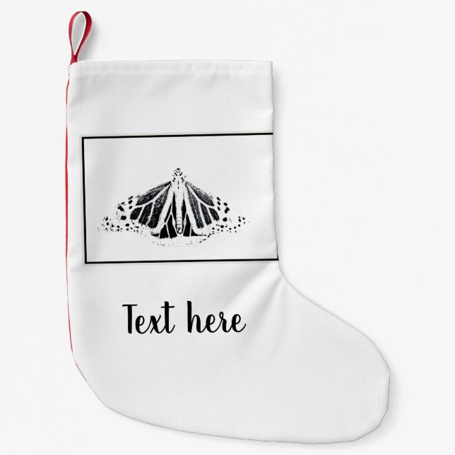 Calcetín Navideño Pequeño Esquema de monarca (Anverso)