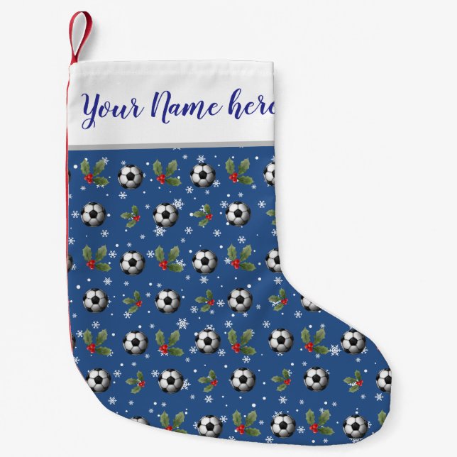 Calcetín Navideño Pequeño Estacionamiento de futbol, Navidades de fútbol de  (Anverso)