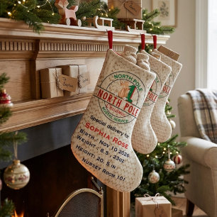 Calcetín Navideño Pequeño estadística de nacimiento de Navidad personalizada