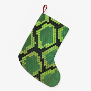 Calcetín Navideño Pequeño Estampado de serpiente negro y verde