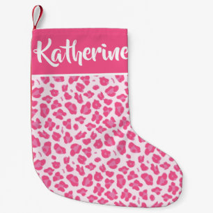 Calcetín Navideño Pequeño Estampado leopardo rosado - personalizado