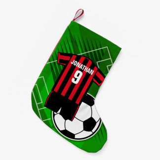 Calcetín Navideño Pequeño Estantes rojas y negras de Jersey de fútbol person