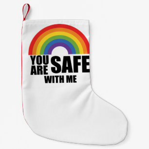 Calcetín Navideño Pequeño Estás Seguro Conmigo Orgullo Arcoíris LGBTQ