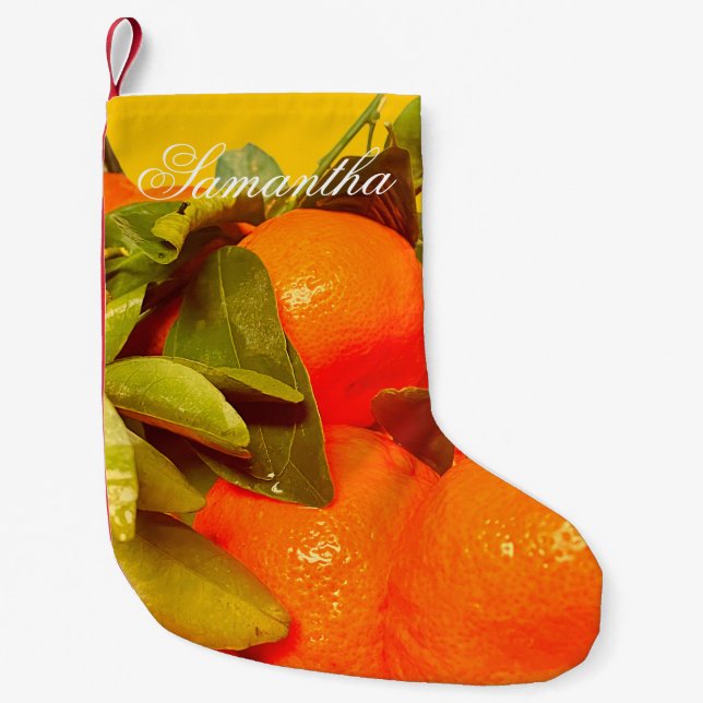 Calcetín Navideño Pequeño Estética de fruta Naranja suave (Anverso)