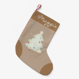 Calcetín Navideño Pequeño Estilo clásico monograma lindo fondo marrón