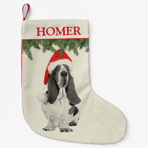 Calcetín Navideño Pequeño Estilo del vintage de Basset Hound