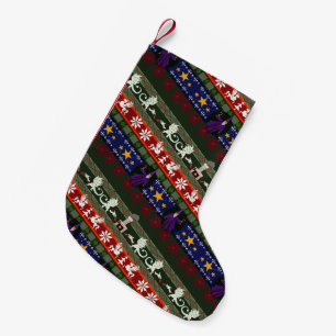 Calcetín Navideño Pequeño Estilo Fantasía Patrón de suéter feo Navidades peq