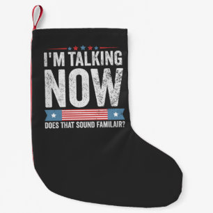 Calcetín Navideño Pequeño Estoy hablando ahora del debate de Trump Kamala