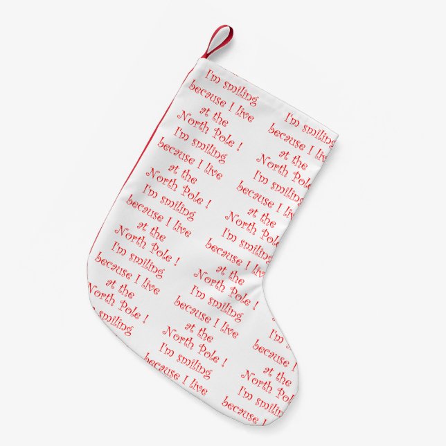 Calcetín Navideño Pequeño Estoy sonriendo porque-navidades se abastecen (Frente (Colgado))
