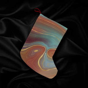 Calcetín Navideño Pequeño Estratos otoñales Agato Verde azulado y de oro d