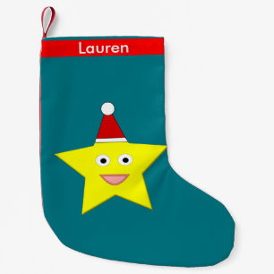 Calcetín Navideño Pequeño Estrella feliz de Navidades Personalizado de pie