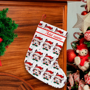Calcetín Navideño Pequeño Estrellas de Navidad de la raza de perro Sheltie