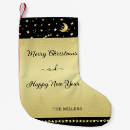 Calcetín Navideño Pequeño Estrellas de Navidades brillantes de oro, trapos d