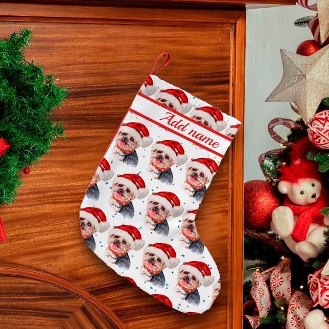 Calcetín Navideño Pequeño Estrellas de Navidades de la raza de perro del Yor (Subido por el creador)