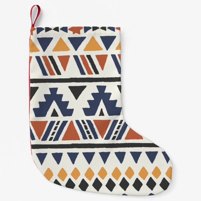 Calcetín Navideño Pequeño Étnica azteca: mano sin costura (Anverso)