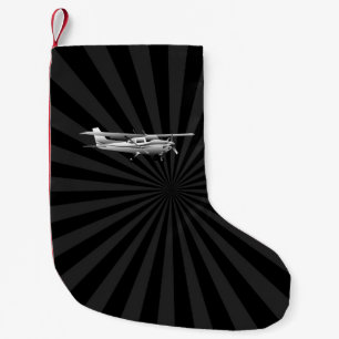 Calcetín Navideño Pequeño Explosión del negro de la silueta de Cessna de los