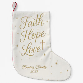 Calcetín Navideño Pequeño Faith Hope Love Christian Christmas Stocking