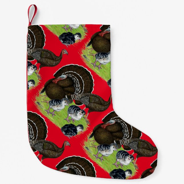 Calcetín Navideño Pequeño Familia de bronce estándar de Turquía (Anverso)