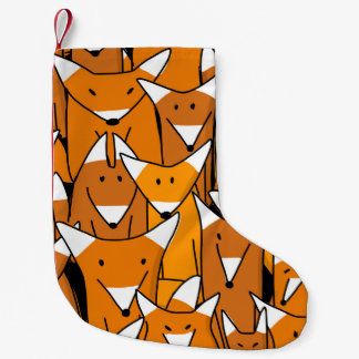 Calcetín Navideño Pequeño Familia de Fox encantadora: Patrón animal juguetón