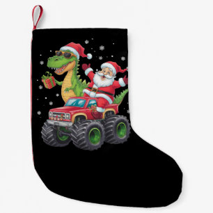 Calcetín Navideño Pequeño Familia de Navidad Coincidente Santa Camión Dinosa