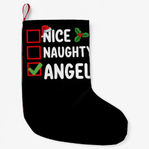 Calcetín Navideño Pequeño Familia de Navidades Naughty Angel List Holiday