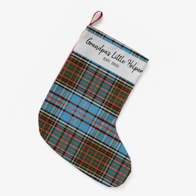 Calcetín Navideño Pequeño Familia personalizado Clan Anderson Plaid Tartan N (Frente (Colgado))