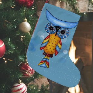 Calcetín Navideño Pequeño Fantasia Colorida Búho Caprichoso