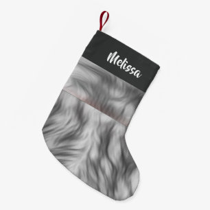 Calcetín Navideño Pequeño Faux fur nombre personalizado