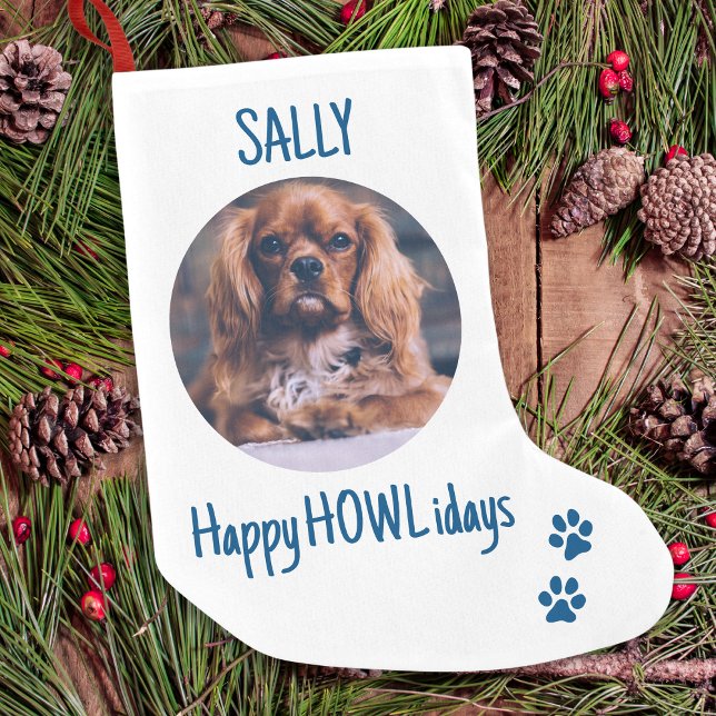 Calcetín Navideño Pequeño Felices HOWLidays Mascota de Navidades azules (Subido por el creador)