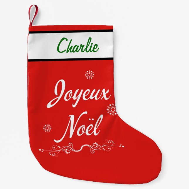 Calcetín Navideño Pequeño Felices Navidad de Luisiana Cajun del francés de (Anverso)
