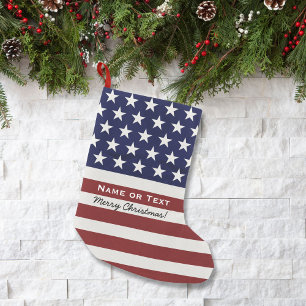 Calcetín Navideño Pequeño Felices Navidad patrióticas de la bandera