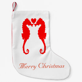 Calcetín Navideño Pequeño Felices Navidad Seahorse y corazón