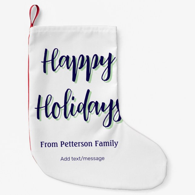 Calcetín Navideño Pequeño Felices vacaciones Navidades verdes azules y moder (Anverso)