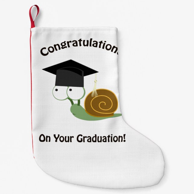 Calcetín Navideño Pequeño Felicitaciones por tu caracol de graduación (Anverso)